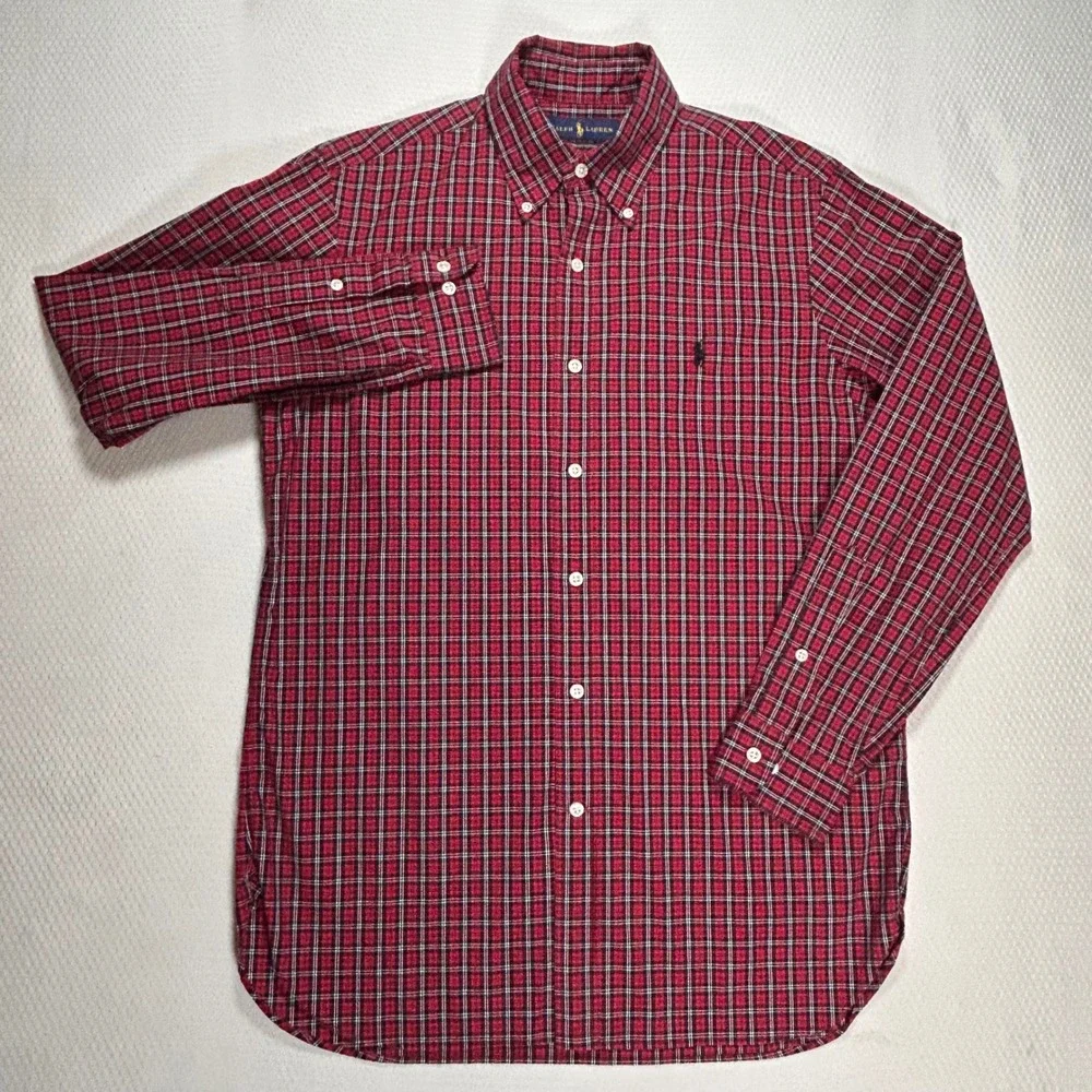 Polo Ralph Lauren Red Plaid Stretch Poplin Button Down Shirt Mens 15 32-33